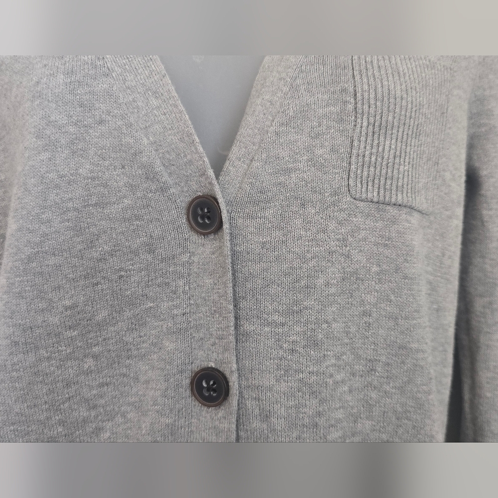 Gap Cardigan Small Button Front Elbow Pads Grandpa Sweater Cotton Gray Oversized - Picture 3 of 11